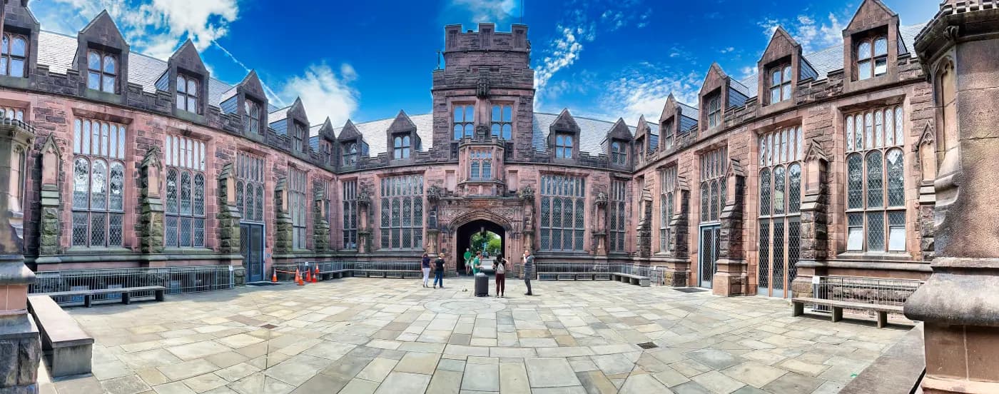 Stone courtyard inside East Pyne Hall on Princeton University’s campus