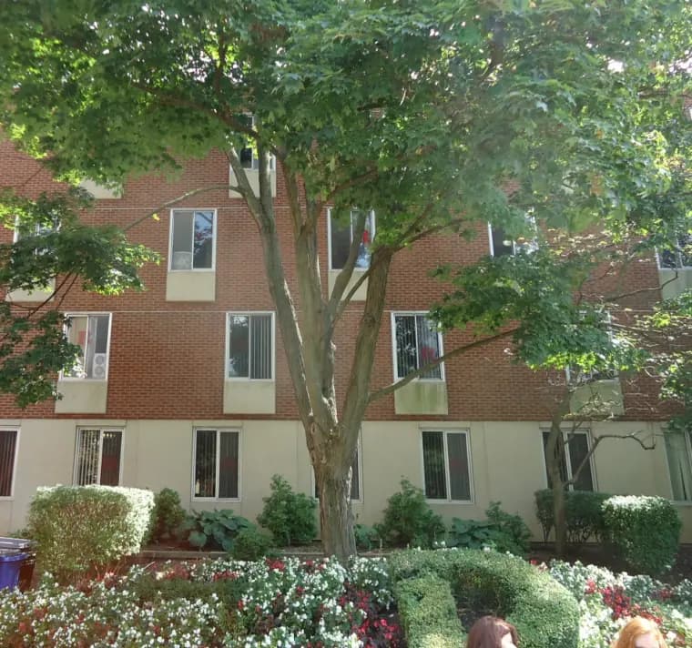Brett Hall and landscaped courtyard on Rutgers’ College Avenue campus